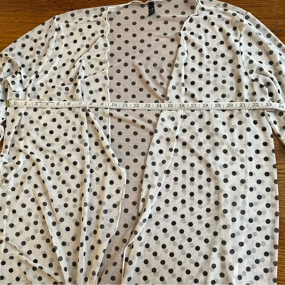 Ava James White Polka Dot Mesh Lightweight Cardigan
